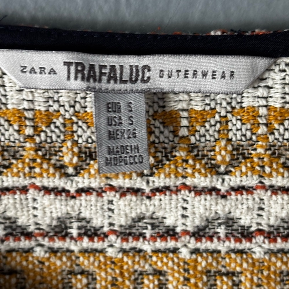 ZARA TRF Cropped Tweed Jacket Multicolor Open Front Cotton Blend Small - Picture 10 of 12